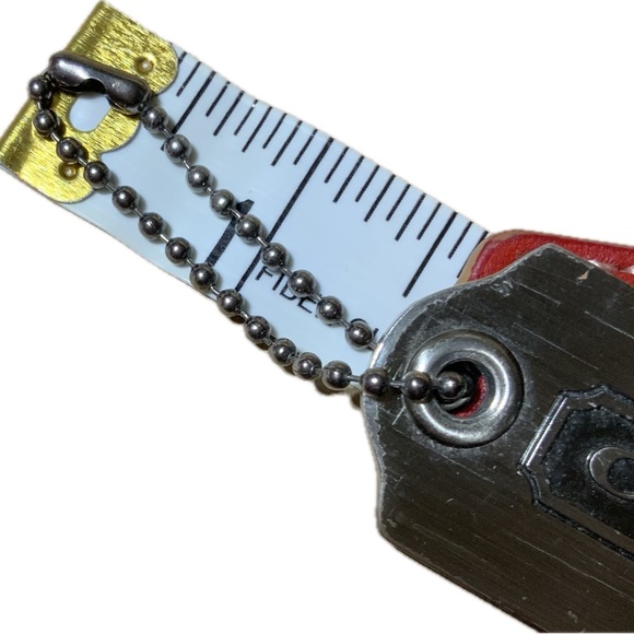 COACH 2 SILVER TONE NICKEL FOB BAG CHARM KEYCHAIN 2 HANG TAGS and RED LEATHER Ta - Picture 8 of 8